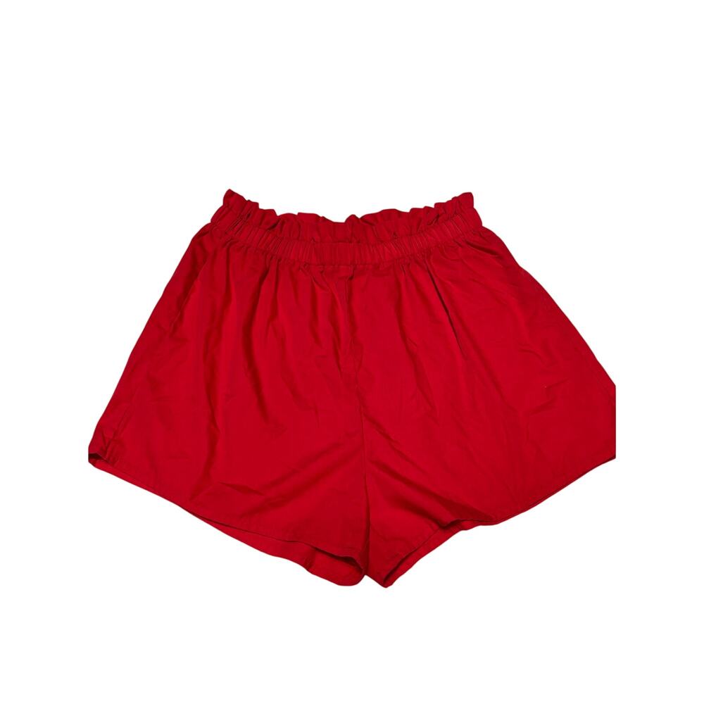 SHEIN Red Ruffle Trim Shorts Women's Medium Elastic Waist Coquette Y2K